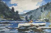 Winslow Homer Hudson River - Logging (mk44) Sweden oil painting artist